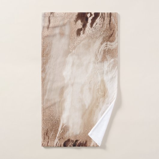 涼しい大理石の花崗岩のテクスチャ ブラウン ゴールド バスタオルセット (ハンドタオル)