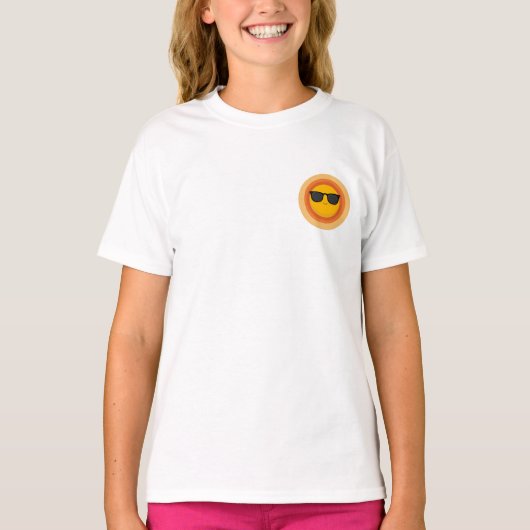 涼しい太陽の顔の子供デザイン Tシャツ (正面)