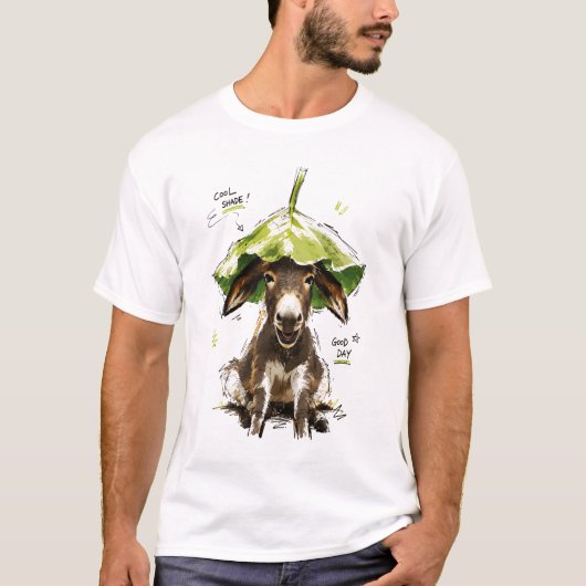 涼しい日は最高 ロバの葉っぱ帽子 Tシャツ (正面)