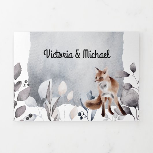 涼しい森のウェディング 三つ折り招待状 (カバー)