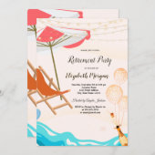 涼しい椅子風船、ワイン引退パーティー 招待状 (正面/裏面)