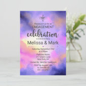 涼しい水彩宇宙エンゲージメントパーティーの招待状 招待状 (スタンド正面)