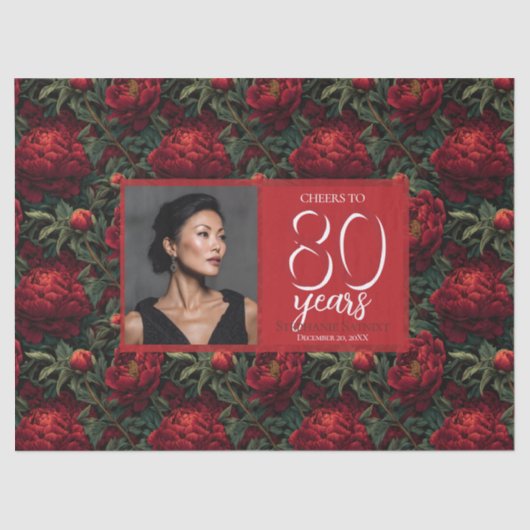 涼しい牡丹の花のアクセント誕生日パーティー 薄葉紙 (正面)