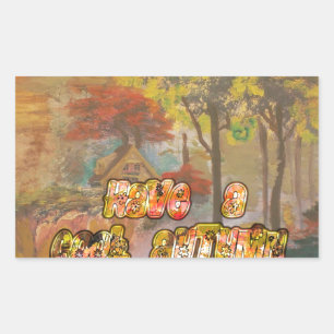 涼しい秋の季節のヴィンテージアートプリントを楽しんでください 長方形シール