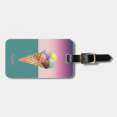 涼しい カラフルな 水彩画のアイスクリーム ラゲッジタグ (正面横)