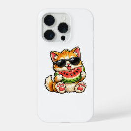 涼しげなスイカ猫 iPhone 15 PROケース