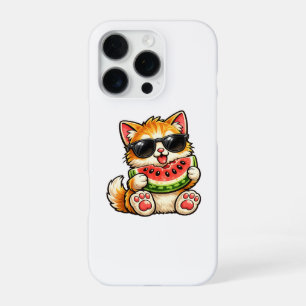 涼しげなスイカ猫 iPhone 16 PROケース