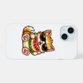 涼しげなスイカ猫 iPhone 15ケース (裏面横)