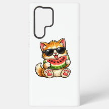 涼しげなスイカ猫