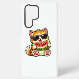 涼しげなスイカ猫 SAMSUNG GALAXY S22 ULTRAケース