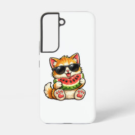 涼しげなスイカ猫 SAMSUNG GALAXY S22ケース
