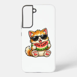 涼しげなスイカ猫 SAMSUNG GALAXY S22+ケース