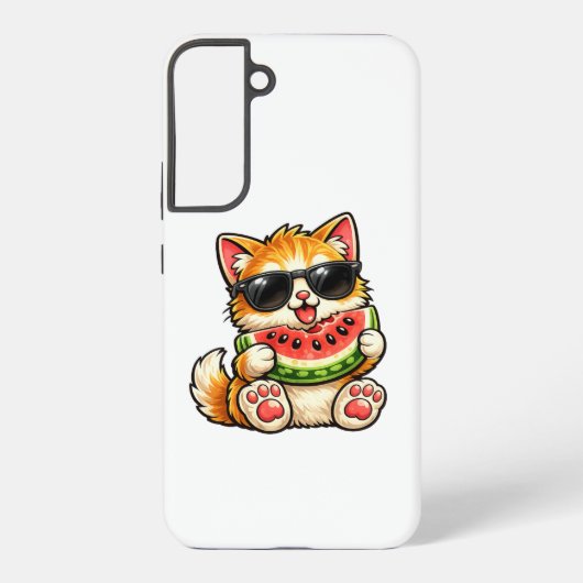 涼しげなスイカ猫 SAMSUNG GALAXYケース (裏面)
