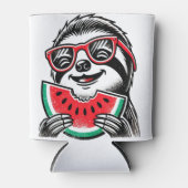 涼しげなナマケモノのスイカ食べ 缶クーラー (正面)
