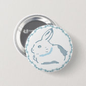 涼しげなリボン＆柔らかな雪うさぎデザイン  缶バッジ (正面&裏面)
