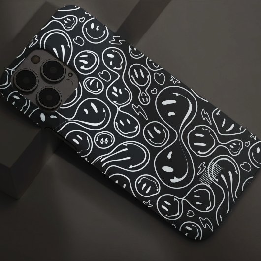涼しげな笑顔 メルトスマイル柄 モノクロ Case-Mate iPhoneケース
