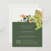 涼やかなサボテンの花の水彩画 Save the Date 案内ポストカード (正面/裏面)