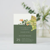 涼やかなサボテンの花の水彩画 Save the Date 案内ポストカード (スタンド正面)