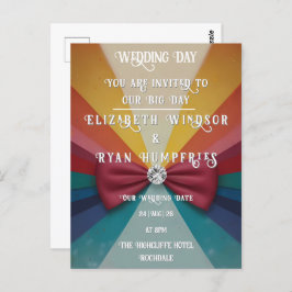 「淡いお洒落ピンク色の結婚式招待状が輝く ポストカード