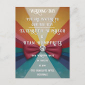 「淡いお洒落ピンク色の結婚式招待状が輝く ポストカード (正面)