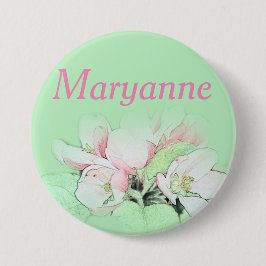 淡いかわいらしピンクのりんご花名ピン 缶バッジ