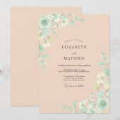 淡いアプリコットペイントの結婚式 招待状 (正面/裏面)