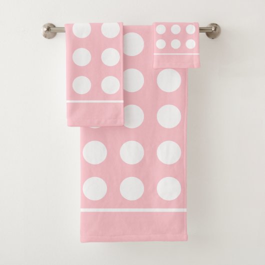 淡いエレガントピンクの白い円 バスタオルセット (インサイチュ)