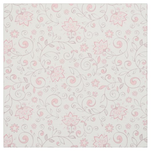 淡いエレガントピンクの花柄 ファブリック (見本)