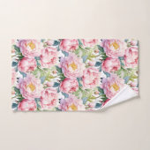 淡いエレガントピンク牡丹バラフローラタオルセット バスタオルセット (ハンドタオル)