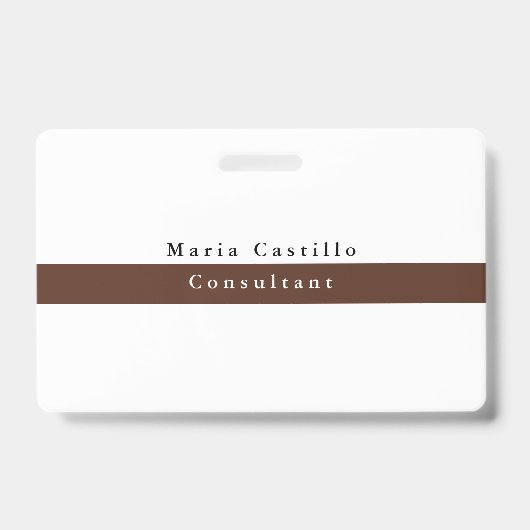 淡いエレガント茶色のホワイトミニマリスト バッジ (表面)