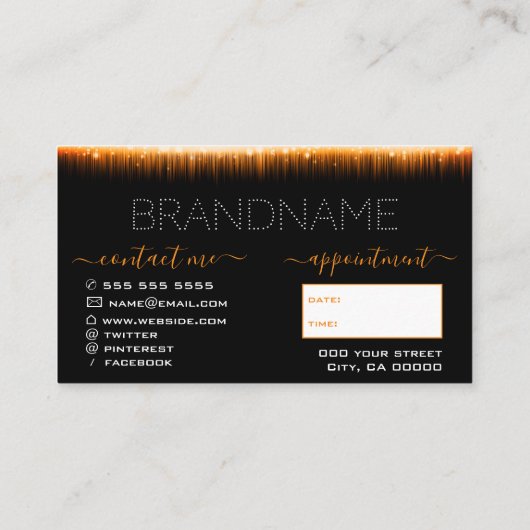 淡いオレモダンンジ色の黒アポイントメントソーシャルメディア 名刺 (裏面)