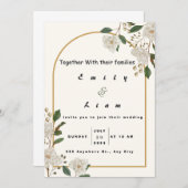 淡いオレンジと薄い黄みがかった灰色のミニマリ 招待状 (正面/裏面)