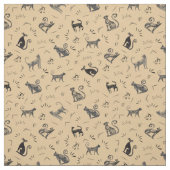 淡いオレンジの洞窟壁画の猫 ファブリック (見本)