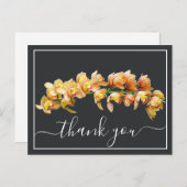 淡いオレンジイエローの蘭 グレー背景 サンキュー ポストカード (正面/裏面)