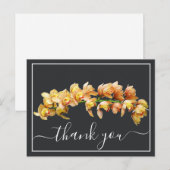 淡いオレンジイエローの蘭 グレー背景 サンクス ポストカード (正面/裏面)