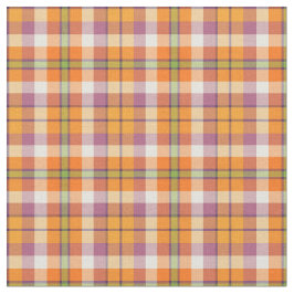 淡いオレンジ色および紫色のハロウィンの格子縞パターン ファブリック