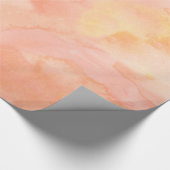 淡いオレンジ色のモモの水彩画 ラッピングペーパー (角)