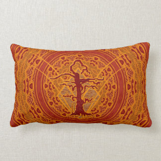 淡いオレンジ色の抽象的で古い枯らされた木 ランバークッション