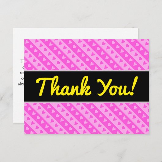 淡いガーリーピンクと濃いピンクのハートパタストライプーン ポストカード (正面/裏面)