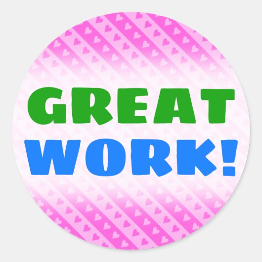 淡いガーリーピンクと濃いピンクのハートパタストライプーン ラウンドシール (正面)