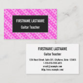 淡いガーリーピンクと濃いピンクのハートパタストライプーン 名刺 (正面/裏面)