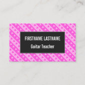 淡いガーリーピンクと濃いピンクのハートパタストライプーン 名刺 (正面)