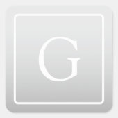 淡いグレーのグラデーション姓モノグラム スクエアシール (正面)