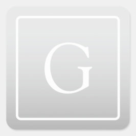 淡いグレーのグラデーション姓モノグラム スクエアシール