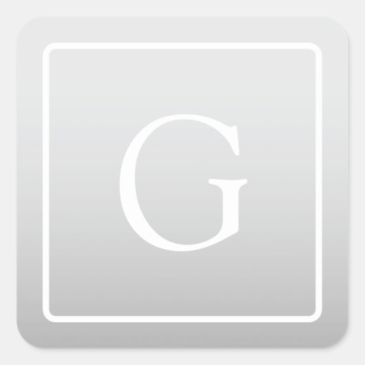 淡いグレーのグラデーション姓モノグラム スクエアシール (正面)