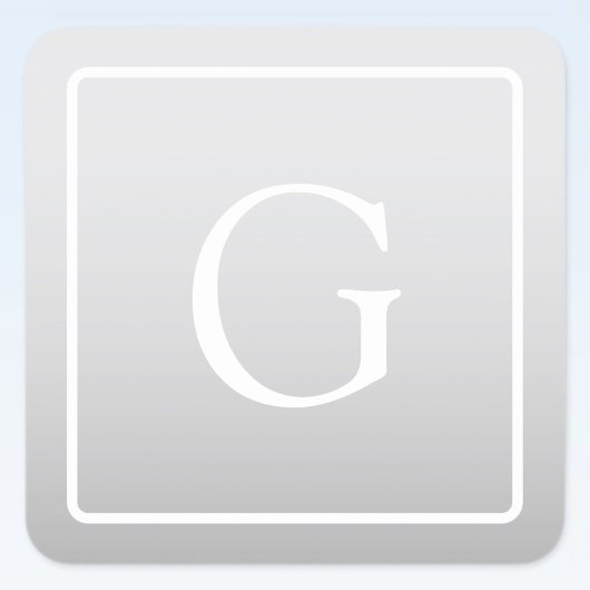 淡いグレーのグラデーション姓モノグラム スクエアシール