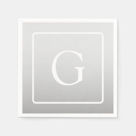 淡いグレーのグラデーション姓モノグラム スタンダードカクテルナプキン