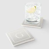 淡いグレーのグラデーション姓モノグラム ストーンコースター (横)