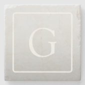 淡いグレーのグラデーション姓モノグラム ストーンコースター (正面)