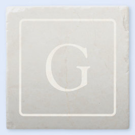 淡いグレーのグラデーション姓モノグラム ストーンコースター